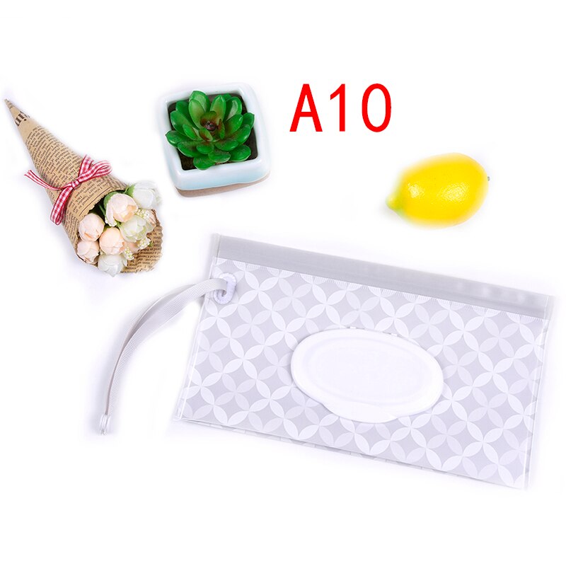1PC Baby Wipes Box Wet Wipe Box Cleaning Wipes Carrying Bag Clamshell Snap Strap Wipe Container Case: A10