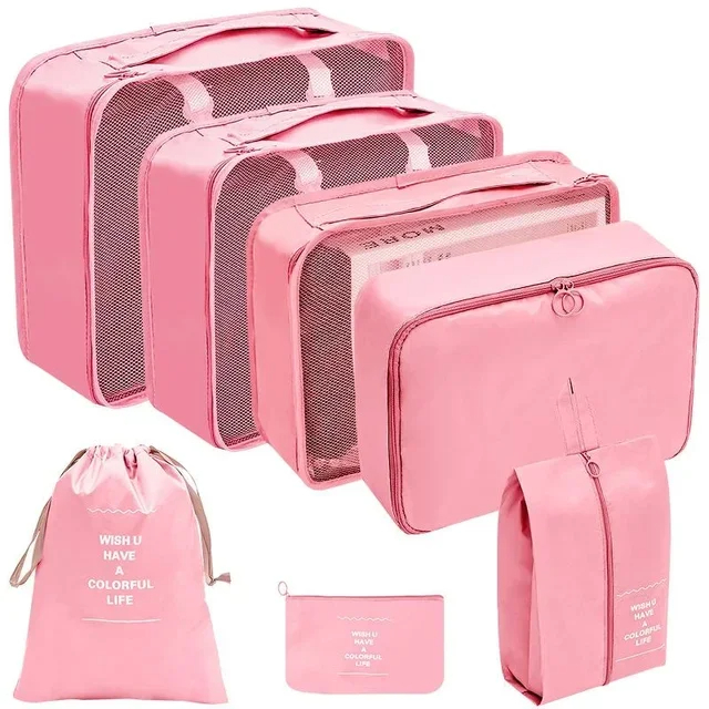 7/8/9/10 Pcs Set Reise Veranstalter Lagerung Taschen Koffer Verpackung Würfel Set Fällen Tragbare Gepäck Kleidung Schuh ordentlich Beutel Falten
