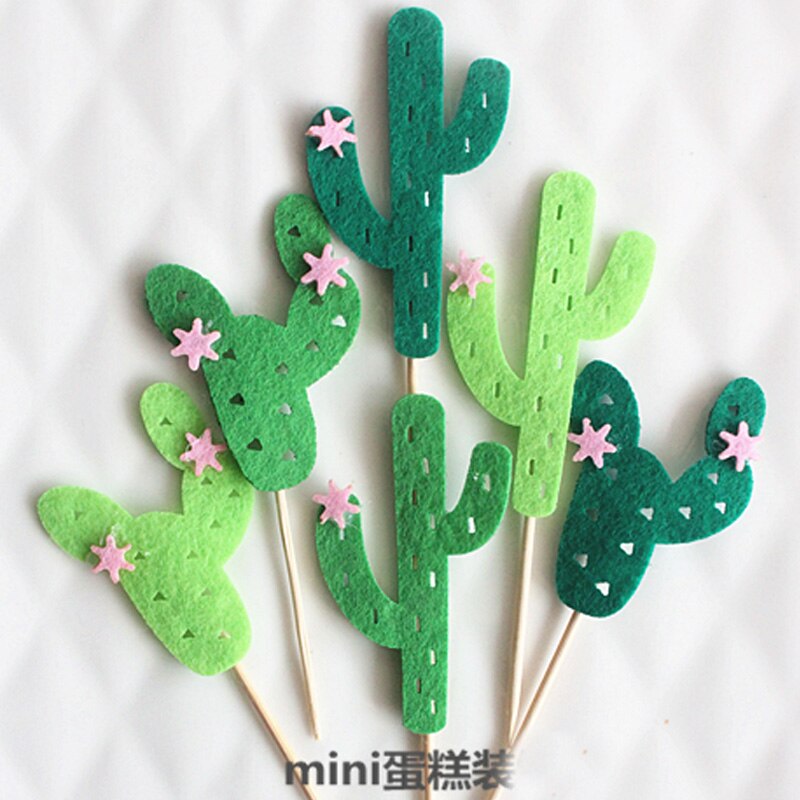 Venta de liquidación ~ 42 Uds cactus/suministros de de fieltro bonito/adornos para cupcakes/selecciones para chico decoraciones para de cumpleaños/niños niñas