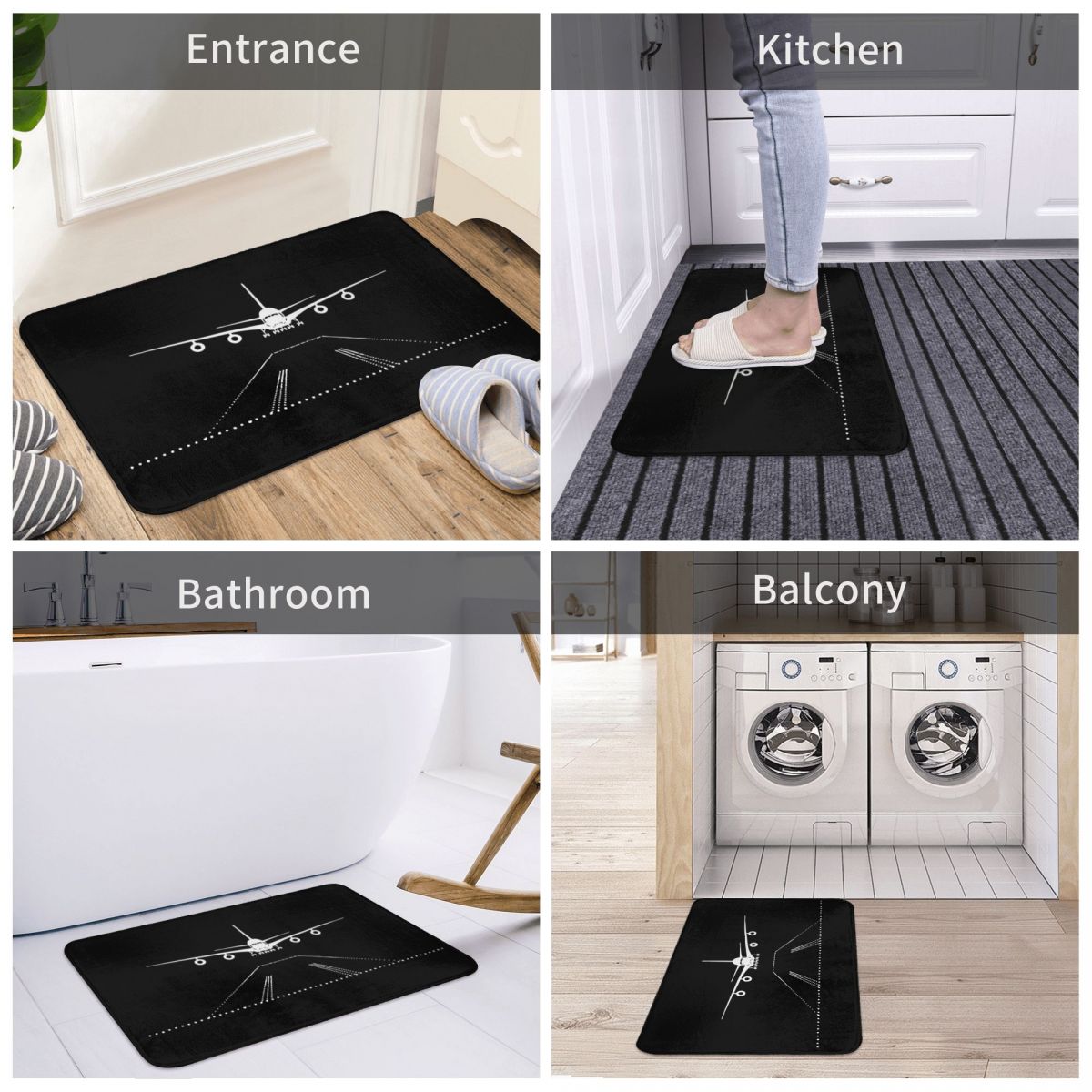 Luchtvaart Alfabet Vliegtuig Landing Tapijt Flanellen Deken Anti-Slip Pilot Absorberende Mat Voor Entree Deur Keuken Bad Douche Mat