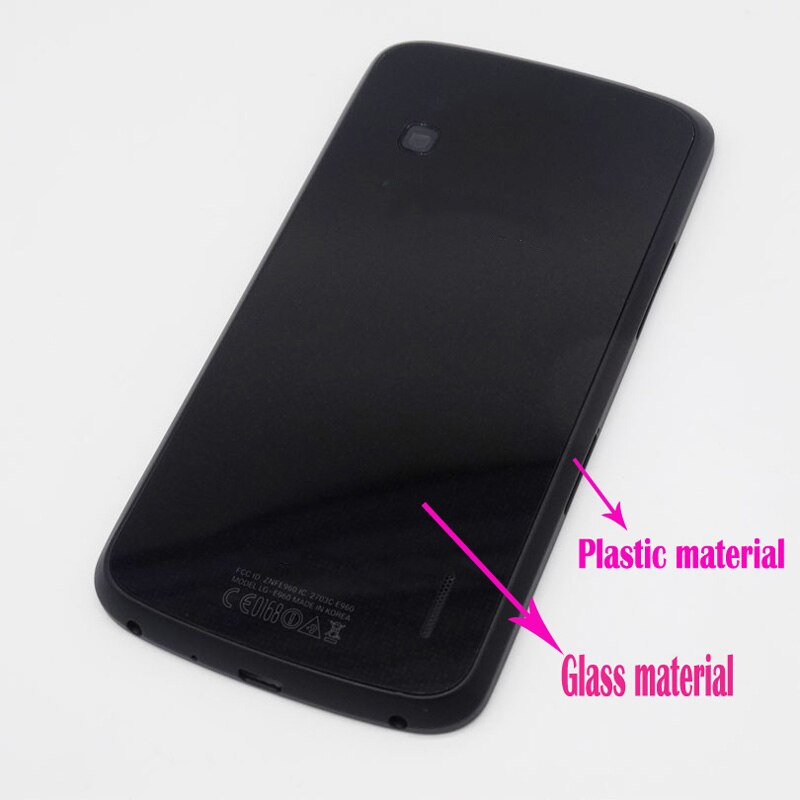 Batterij Cover Voor LG Google Nexus 4 E960 Batterij Deur Back Glas Behuizing + NFC Reparatie Onderdelen Zwart Wit glas Materiaal