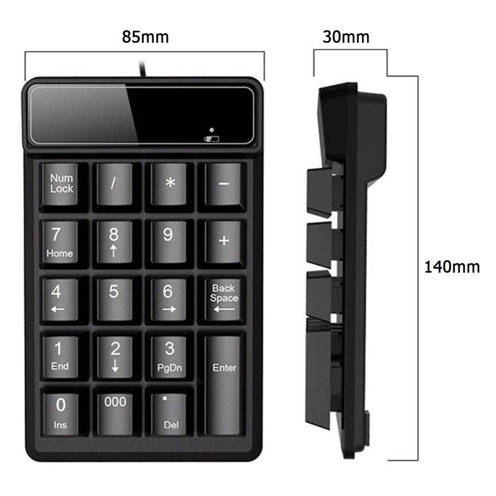 19 taster bluetooth ledning/trådløst numerisk tastatur mini numerisk tast digitalt trådløst tastatur for finansregnskap tastatur: En trådløs