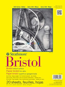 Strathmore 300 Series Bristol Paper, Drawing Paper, Watercolor Paper, Good Multi-purpose Drawing and Sketch Paper