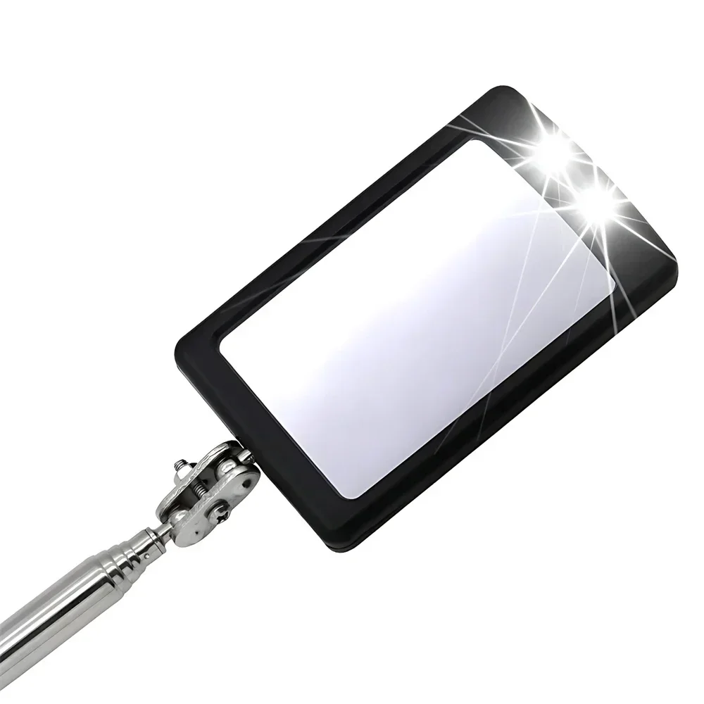 Espejo de inspección con luz LED, espejos telescópicos, herramientas mecánicas de rotación 360, espejo magnético, mango telescópico, herramientas de reparación