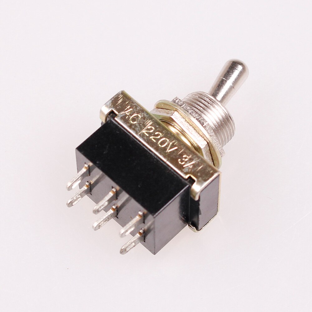 2-Position 6 Terminals DPDT Black Toggle Switch AC 220V/3A 110V/6A