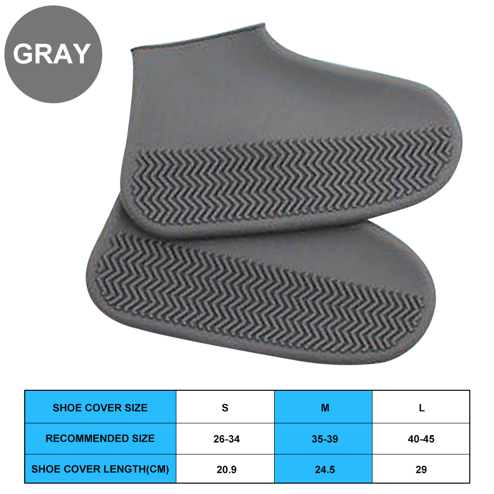 1 Paar wasserdichte, rutschfeste Silikonschuhe, hochelastisch, verschleißfest, unisex-Regenstiefel für regnerische Tage Ich bin Freien, wiederverwendbarer Schuhüberzug: L / Grau