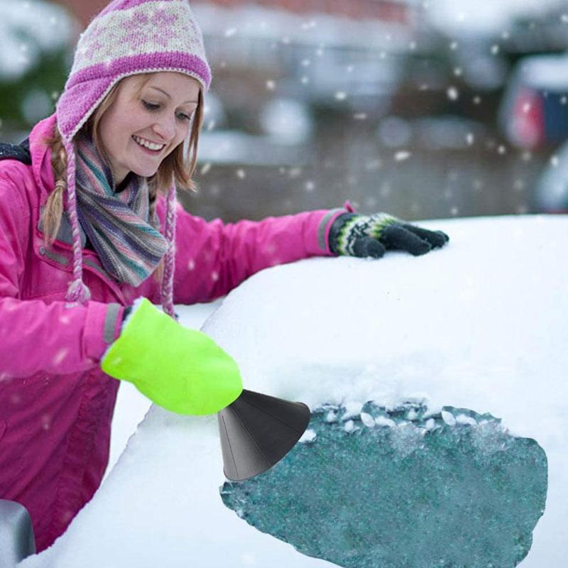 2Pcs/set Magical Car Windshield Ice Remover Scraper Tool Cone Shaped Round Funnel &