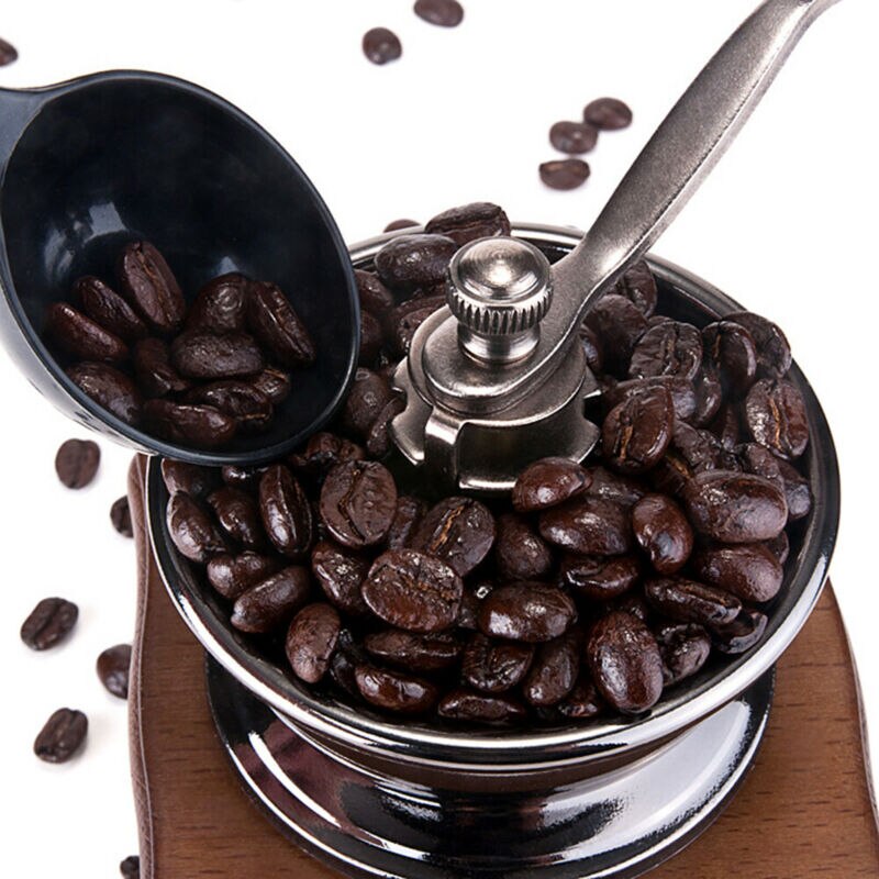 Vintage handmatige handzwengel houten metalen koffie peper kruidenmolen kruidenmolen