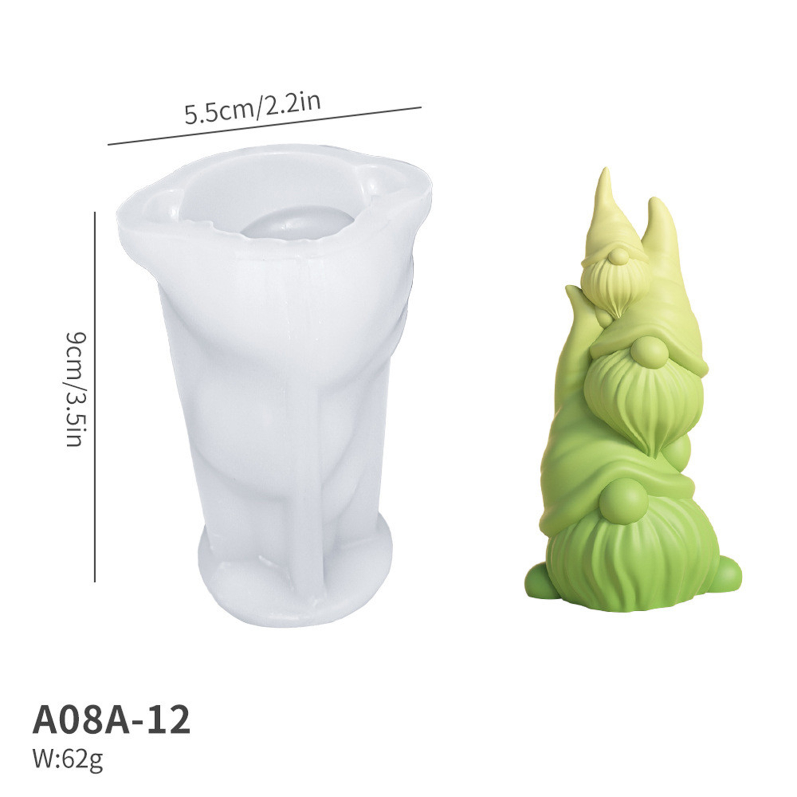 DIY Candle Silicone Mold 3D Gnome Christmas Handmade Gypsum Soap Cement Resin Molds Festival Xmas Candle Making Supplies: Dark Khaki