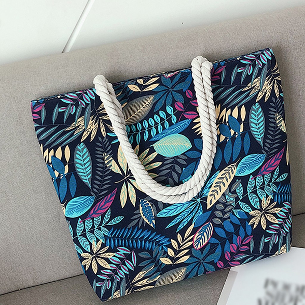 Bolso bandolera de lona de gran capacidad con patrón de hoja de mujer de para mujer bolsa femenina: C