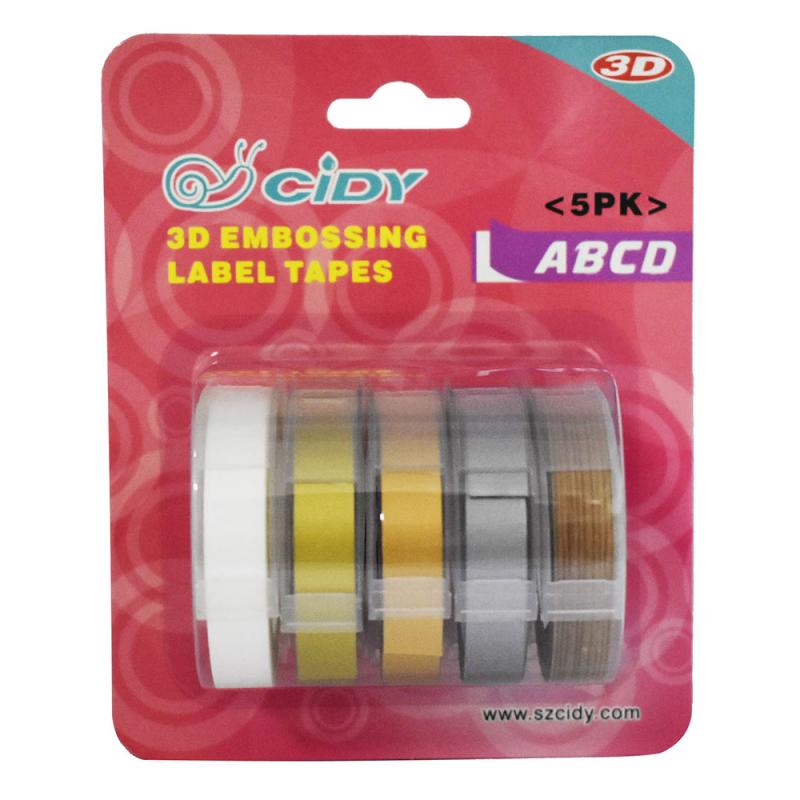 ! 5pcs/set Multicolor Dymo 3D 6/9/12mm Embossing Label Tape Compatible Dymo 1610/12965/1540/1880 For Motex E101 Label Makers: D