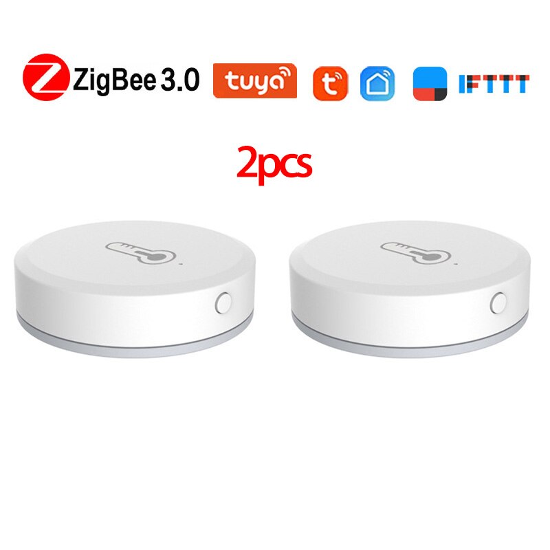 Tuya Zigbee Smart Home Temperatuur En Vochtigheid Sensor Batterij Aangedreven Werkt Met Google Assistent En Tuya Zigbee Hub: 2pcs Sensors