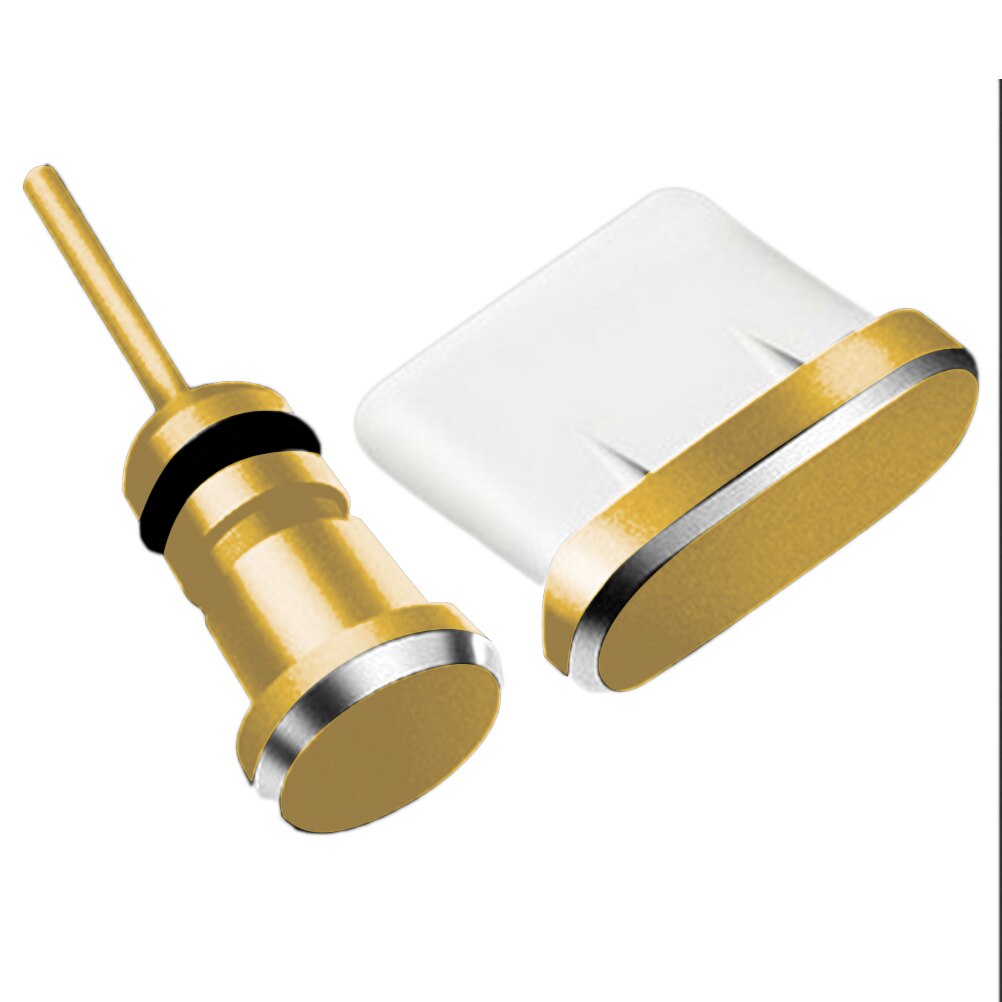 Puerto de carga de Metal + reemplazo de enchufe de polvo de puerto de auricular de 3,5mm para Android para iPhone para teléfono móvil tipo C: For type-c gold