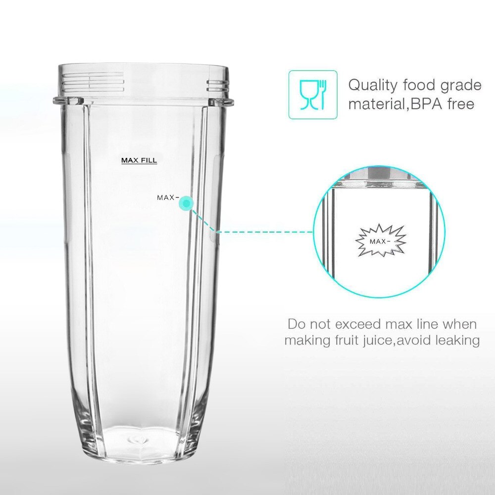 Behogar 32oz gennemsigtig plastik erstatningskopdel tilbehør til nutri ninja 900w 1000w blender juicer