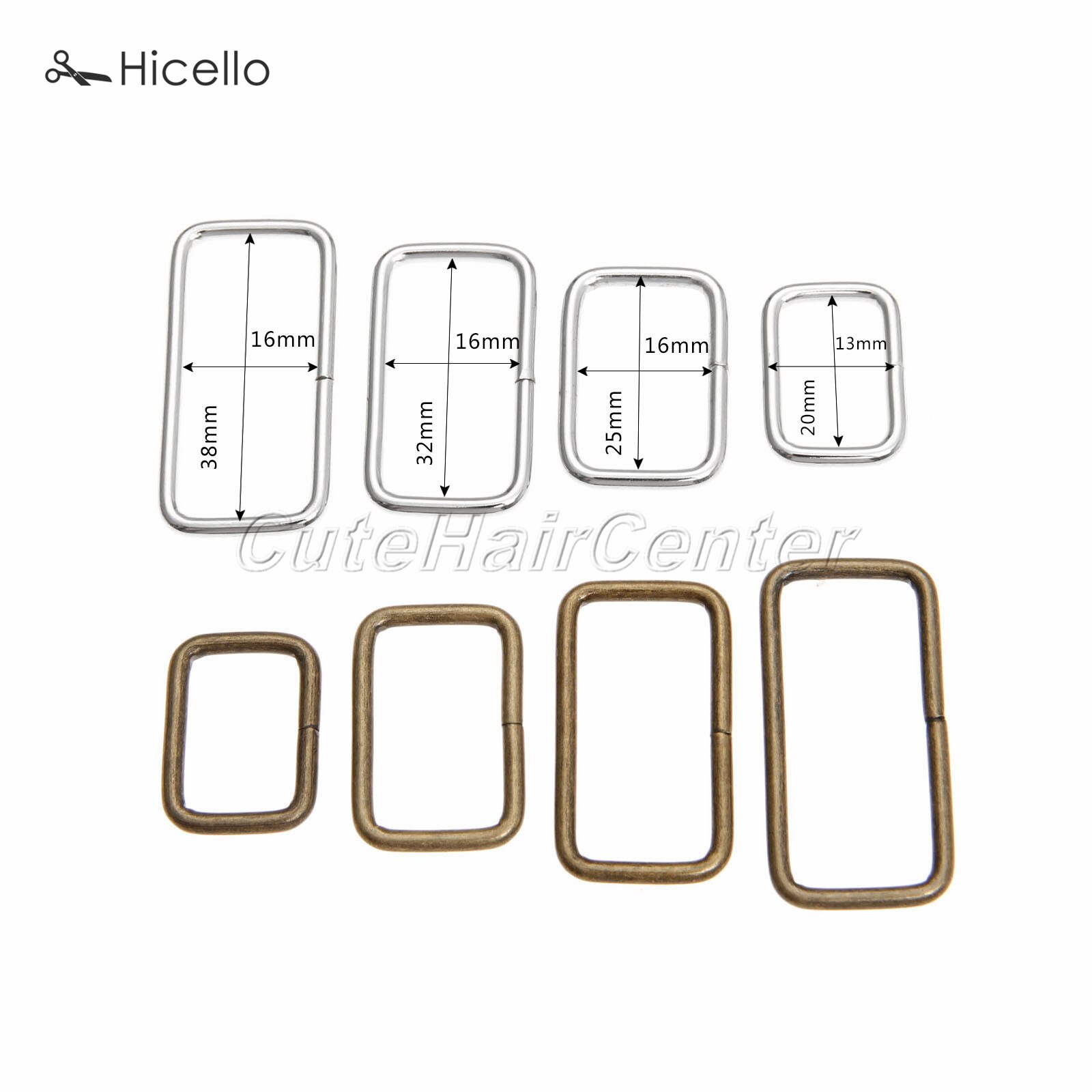20Pcs/lot Metal square ring buckles Garment Belt DIY Needlework Luggage Sewing handmade Bag purse buttons Bronze Silver Hicello