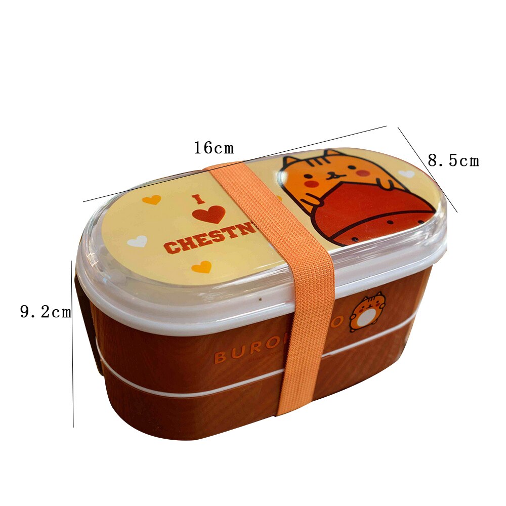 Portable Plastic Cartoon Food Container Healthy Lunch Box Bento Boxes Dinnerware For School Kids Students Cutlery 1pcs: F 16X8.5X9.2cm