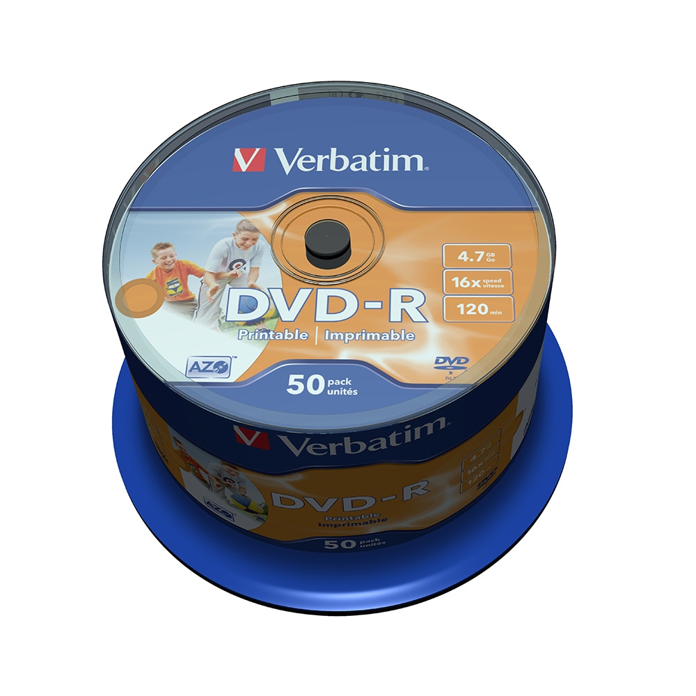 Verbatim DVD-R 4.7Gb 16X 50PK Spindel Wit Inkjet Printable Recordable Media Disc Blank Compact Schrijven Dvd 43533