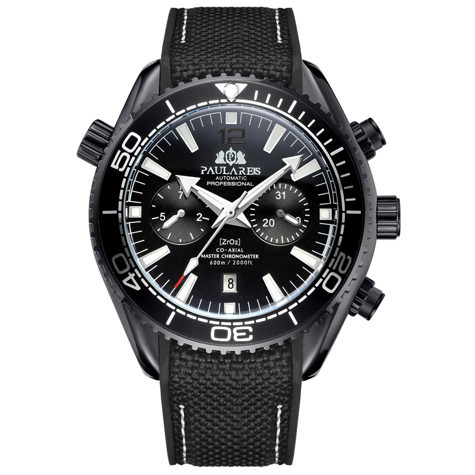 PAULAREIS P, reloj mecánico automático de lujo para hombre, correa de goma, resistente al agua, fecha luminosa, relojes de para hombre: YELLOW