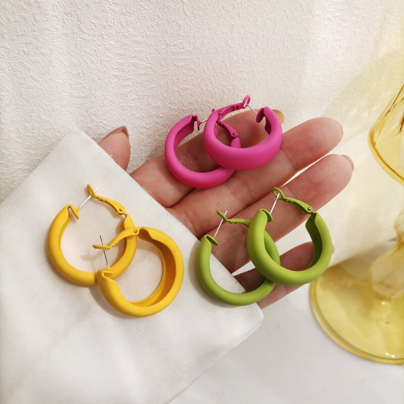 Mihan s925 moda jóias hoop brincos venda quente popular primavera verão estilo verde rosa quente amarelo earirngs para presentes da menina