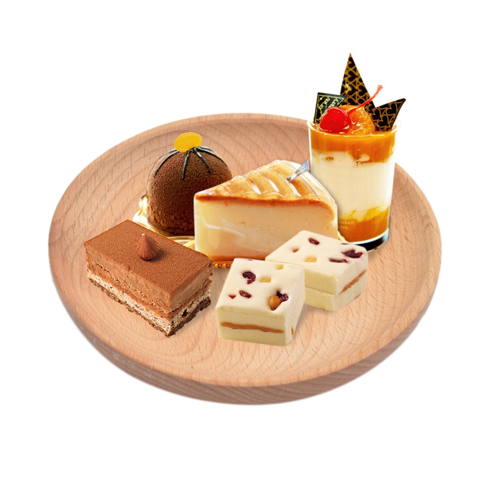 Nuevos y creativos platos redondos de madera para Tartas, bandeja de servicio de postre para casa/Hotel/Escuela, plato de madera para Sushi, vajilla de