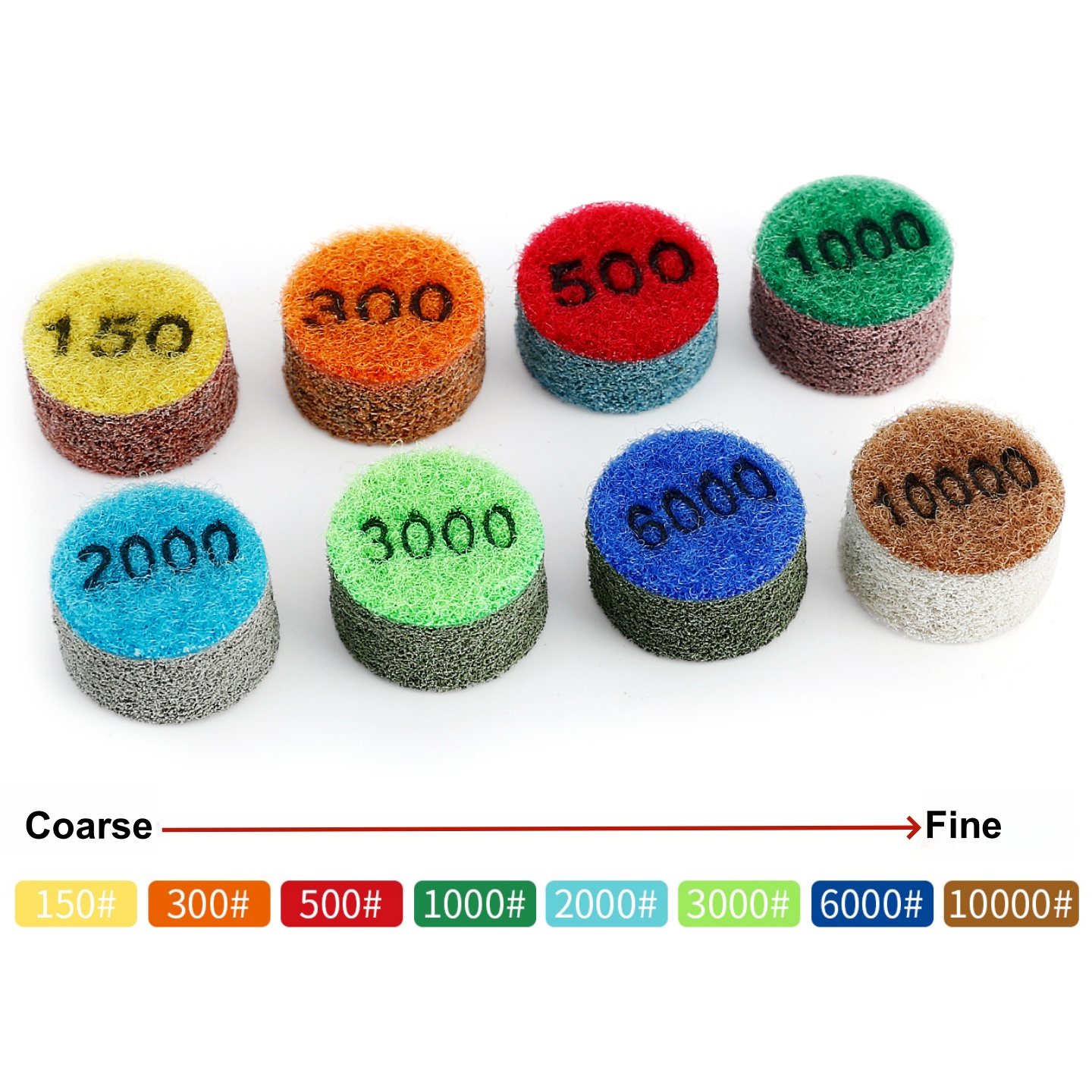 8 STKS Mini Polijstpads Set 1 Inch Spons Polijstpad Schuurschijf Voor Slijpen Marmer Quartz Crystal Jade 150 # -10000 # Korrel