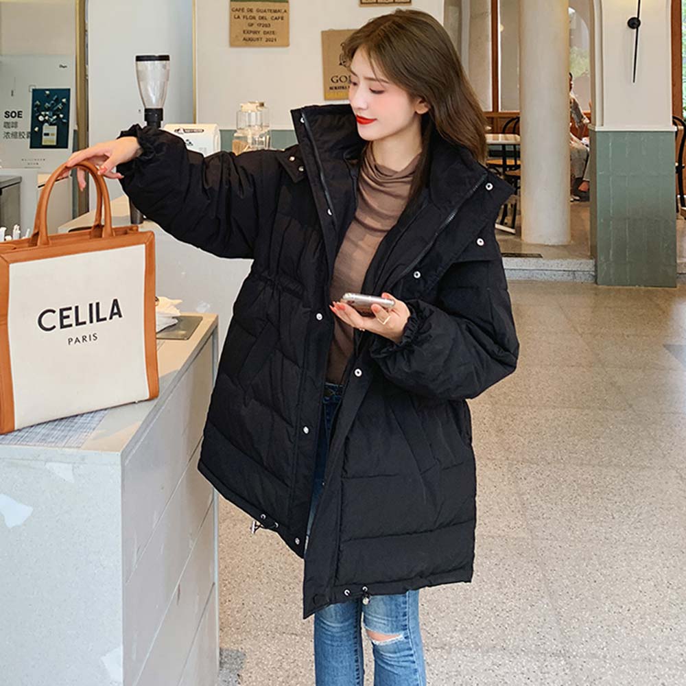 Vielleicht winterjas dames opstaande kraag oversized chique jas losse warme capuchon parka lange winterjas dames