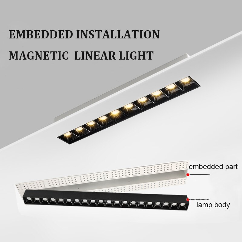Foco de rejilla lineal sin marco LED, de iluminación principal, moderno, 5W, 10W, 20W, accesorio magnético de instalación integrada