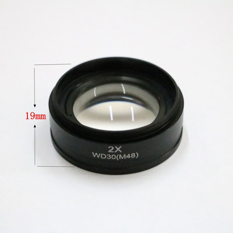 2X Mounting Thread M48 M42 M50 Working Distance 30mm WD30 Extender Lens Barlow Auxiliary Objective Lens for Stereo Microscope