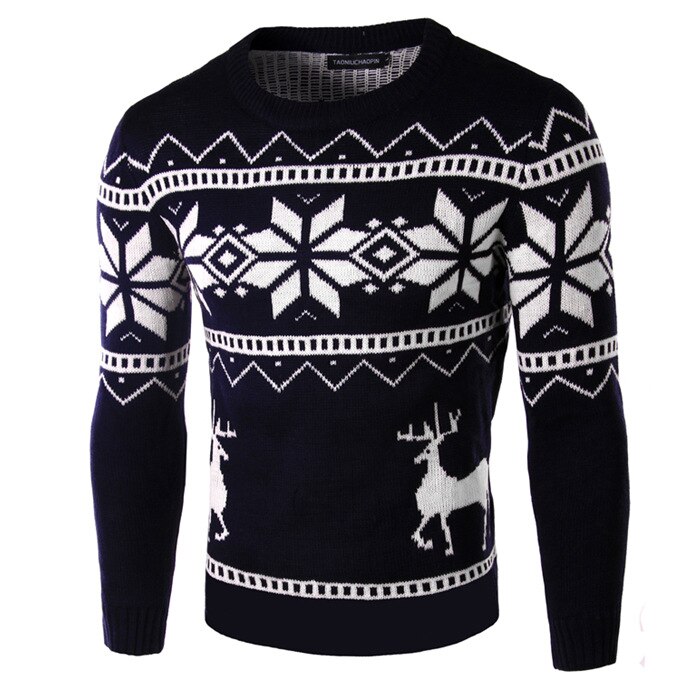 Mænd juletrøjer england stil herre sweater hjorte pullovere rensdyr sweater slim o-neck herre sweater
