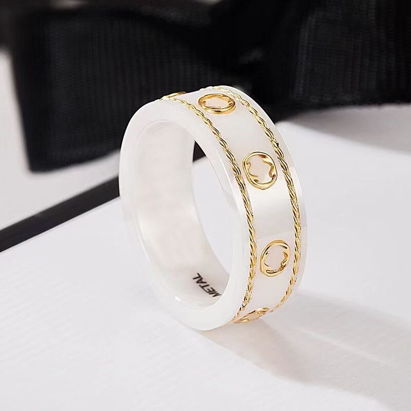 Top 1:1 Couple Letter Ring Famous Brand Ceramic Ring ,Luxury Logo Men 925 ilver Finger Ring for Women Party Engagement G