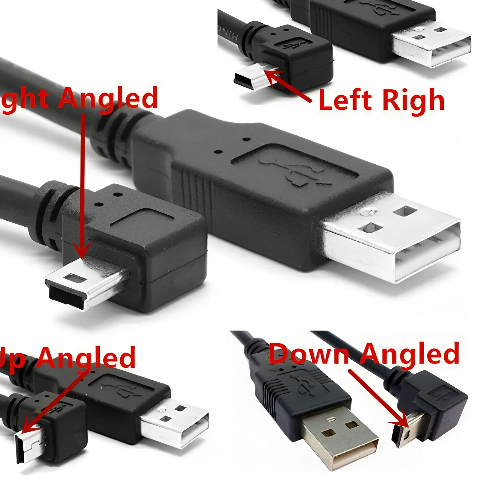 Mini USB 90 Graden Kabel UP Down Links Haaks USB 2.0 NAAR Mini USB 5pin Snelle Data Charger Kabel voor Camera MP4 Tablet GPS