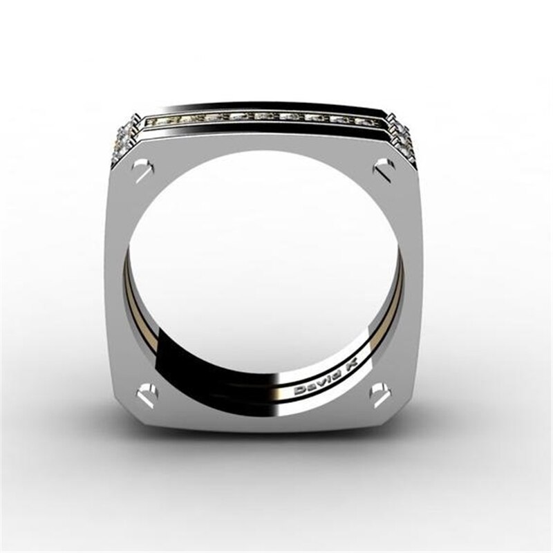 Bagues de fiançailles de mariage carrées pour hommes, bijoux simples, couleur or et argent, de fête