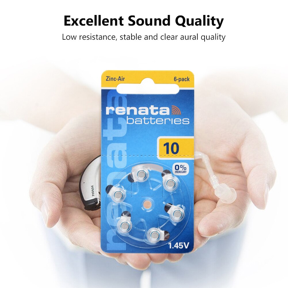 6Pcs Size 10 Hearing Aid Battery 1.45V ZA10 PR70 10AE P10 Zinc Air Batteries