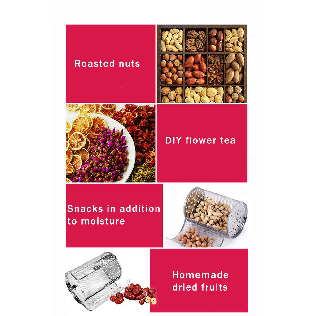 Grill Roaster Drum Stainless Steel 360 Rotating BBQ Baking Roaster Drum Rotisserie Grill Tool Oven Basket For Roasting Baking