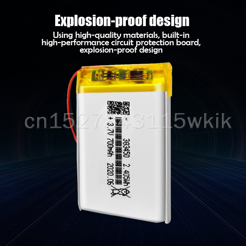 Batería recargable de polímero de litio para dispositivos MP3, MP4, GPS, bolígrafo de grabación de juguete, auriculares Bluetooth, 383450, 403450, 3,7 V, 700mAh