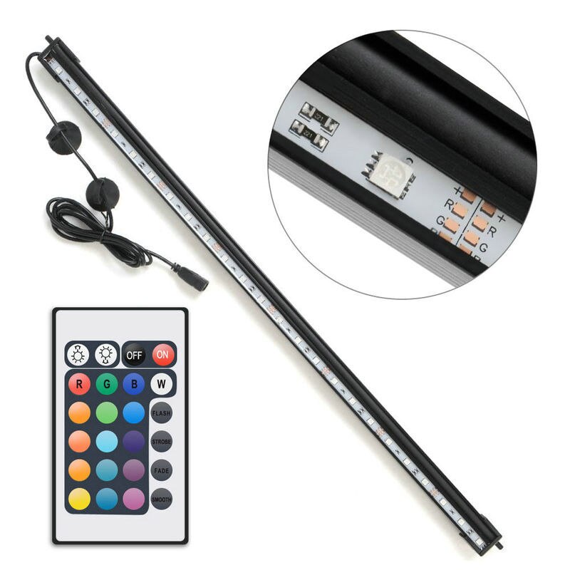 Remote Control Aquarium Fish Tank Underwater Waterproof Air Bubble Airstone Led Light bar lamp Multicolor Colorchanging Fountain: 46cm 21leds