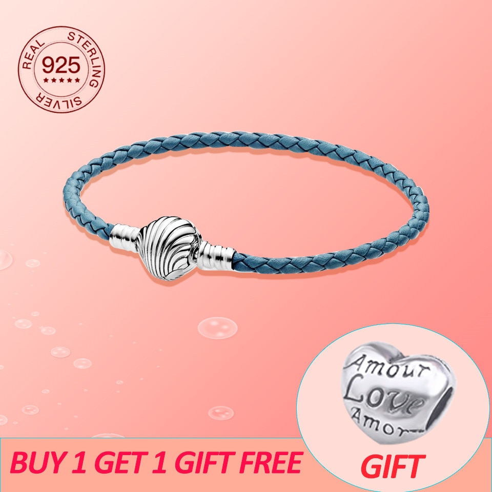 buy 1 get 1 free 925 Sterling Silver summer charm shell Bracelets "Suitable For Women wear DIY "