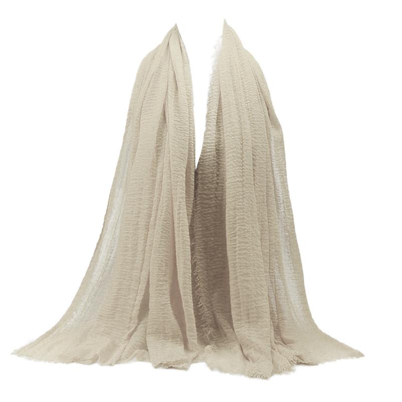 Premium Viscose Maxi Crinkle Cloud Hijab Scarf Shawl Soft Islam Muslim Women Lady Sales #J05: Beige