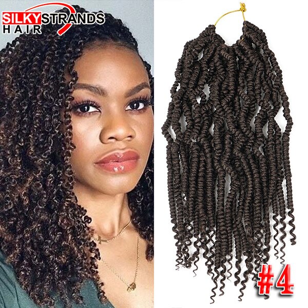 12 inch Passion Spring Twists Hair Synthetic Crotchet Hair Extensions Pre Looped Ombre Crochet Braids Nubian Twist: #4