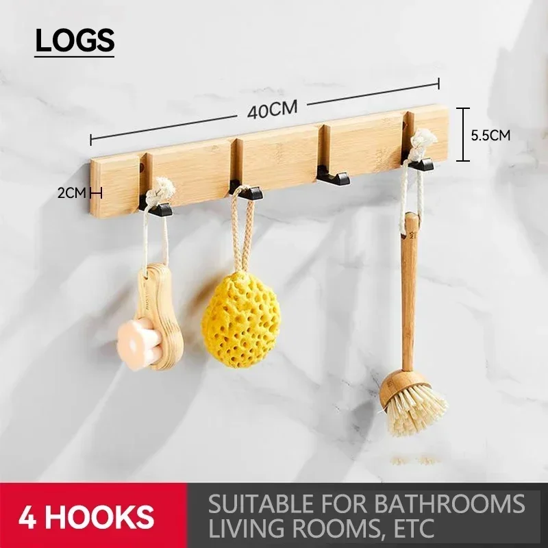 Opvouwbare Bamboe Onzichtbare Badkamerhaak Houten Ophanghaken Jas Handdoekhangers Huishoudelijke Boomstammen Witte Antieke Kleur Rijhouder: Goud