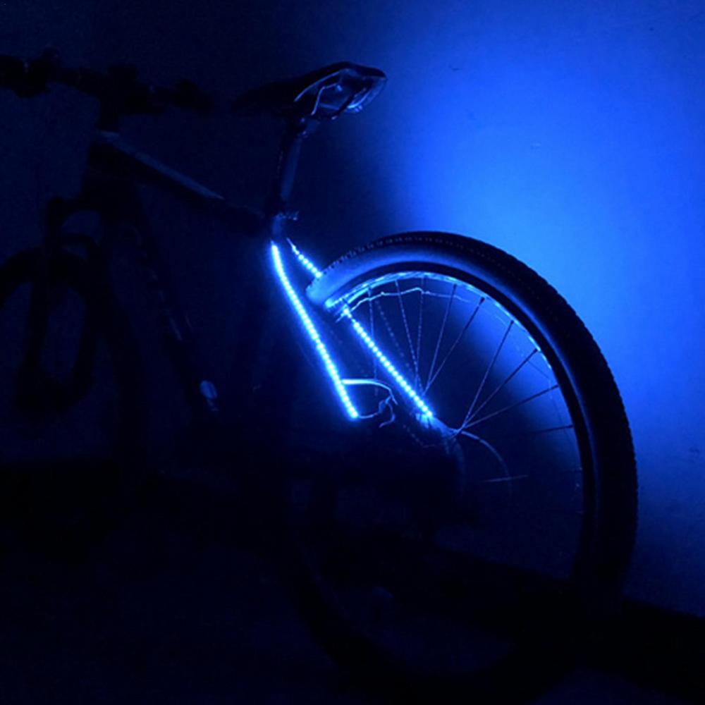 Luz LED decorativa para bicicleta, marco de bicicleta, cuerda, luz alimentada por batería, a prueba de polvo, impermeable, luz de advertencia trasera para conducción nocturna: Azul