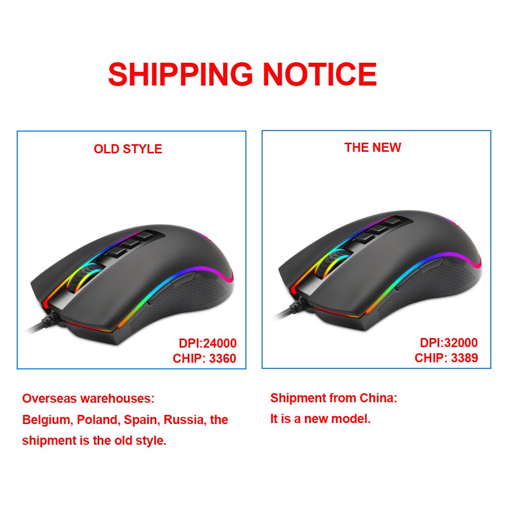 Redragon COBRA FPS M711-FPS USB Gaming Mouse Wired RGB Backlight 32000 DPI 9 Buttons Programmable Optics Mice For Computer Gamer