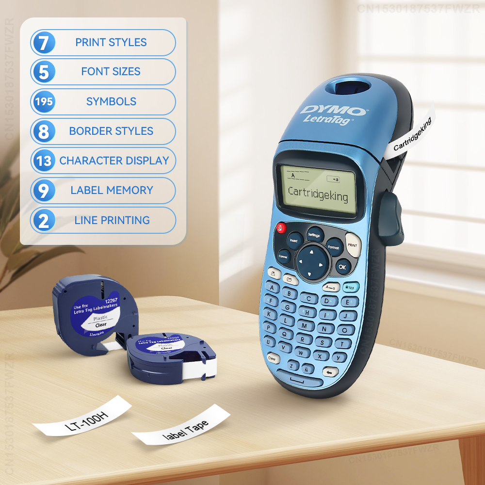 Dymo LetraTag LT-100H Label Printer with LT100H Label Maker Storage Case Travel Protective Carrying Bag or 5PK~7PK Dymo LT Tapes