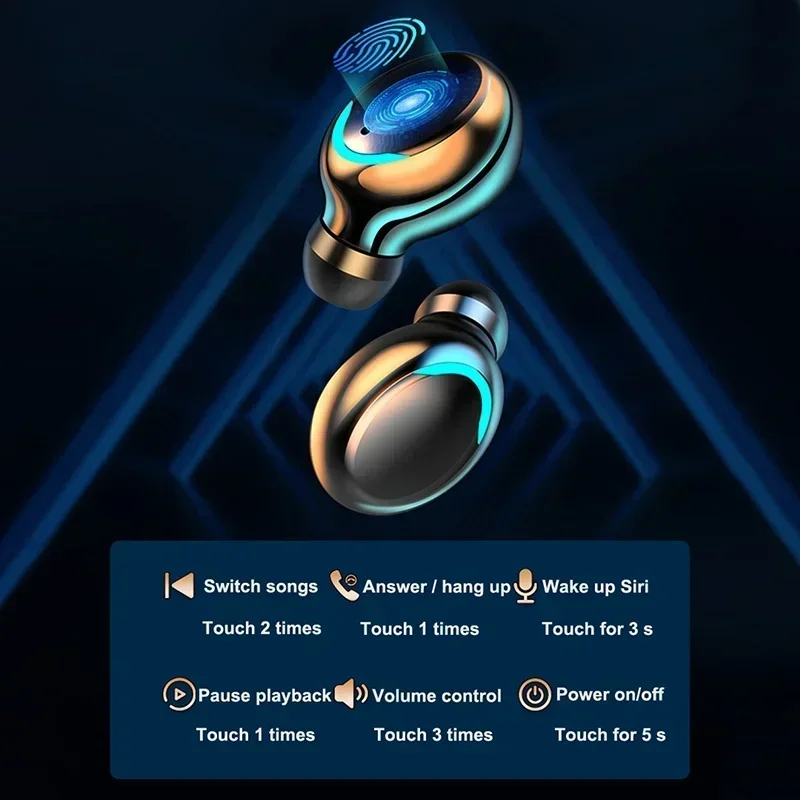 F9 Bluetooth headphones 9D stereo high bass sport earphones handfree touch control TWS wireless earbuds waterproof headset