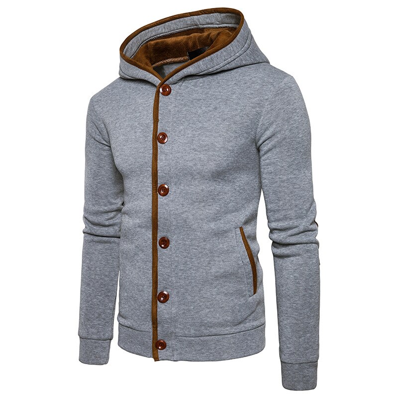 Quente 2021 inverno ao ar livre antumn com capuz jaqueta botão dos homens cor correspondência cardigan engrossar velo jogging masculino hoodies camisola