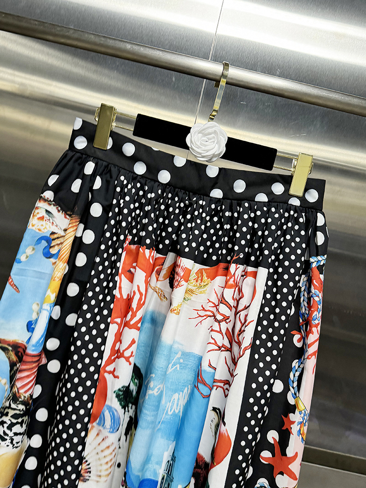 Vgh kleurzwart casual losse rokken voor dames hoge taille patchwork rits streetwear print lange rok damesstijl