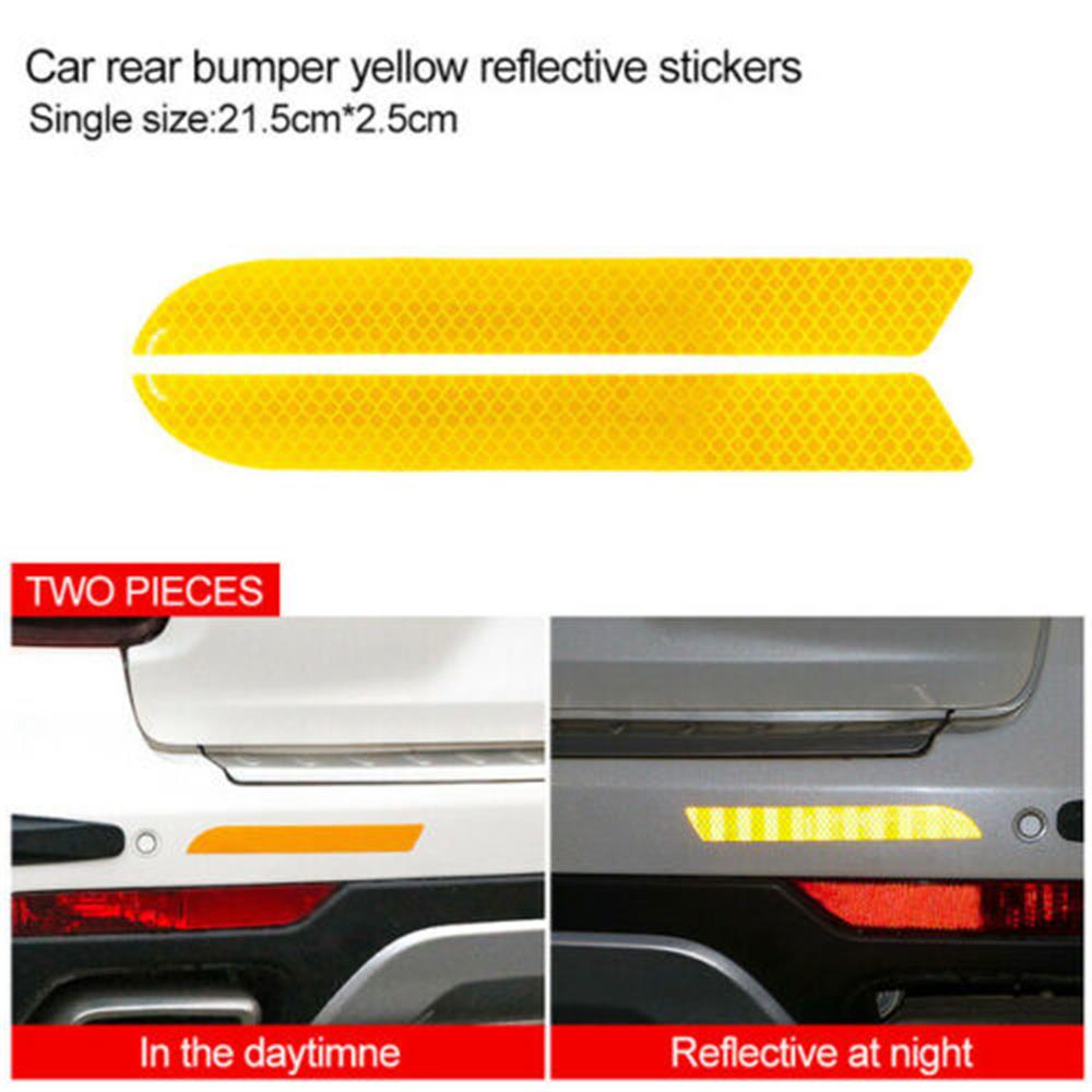 Bande réfléchissante pour voiture, 2 pièces, autocollant d&#39;avertissement de sécurité pour véhicules, accessoires de voiture: yellow