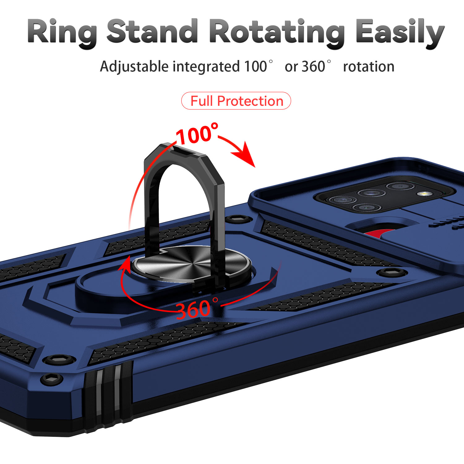 Ringstativcover til samsung  a21s , etui til galaxy  a21s , rustning, faldsikkert kamerabeskyttelses-telefoncover til samsung galaxy  a21s a21 s