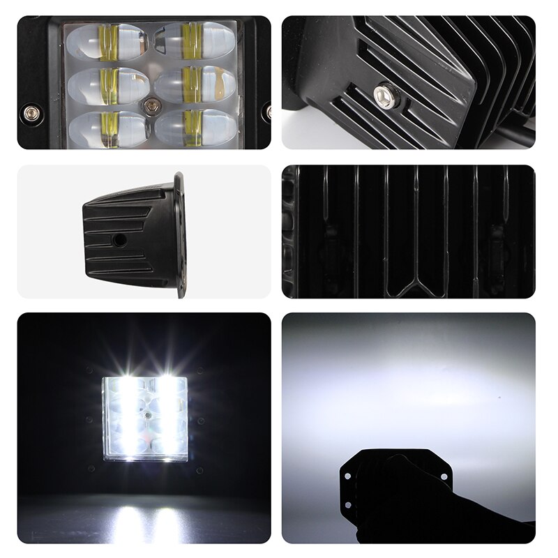 2 pcs 4 inch 200W LED spotlight combination beam work light fog light driving light square 12V suitable for off-road vehicles
