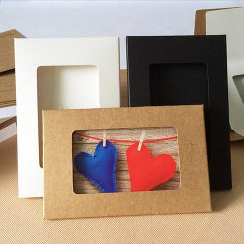 10PCS/lot Cute middle hollowed folded envelope box Kraft paper Greeting Card Packaging Bag